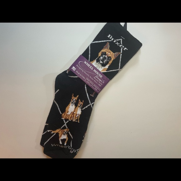 🆕 Wheelhouse Designs Black Boxer Print Crew 🧦 Socks Sz: Adult 9-11 🐶 - Picture 3 of 3